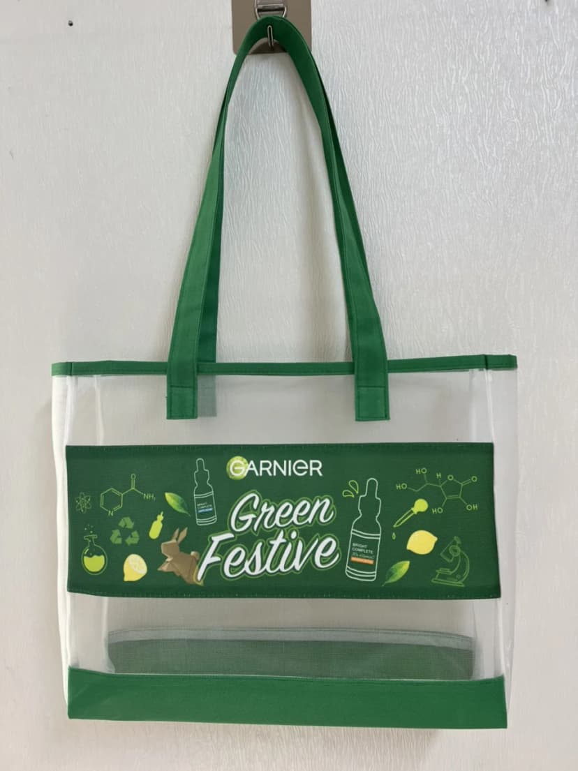 Mesh-Panel PVC Tote Bag