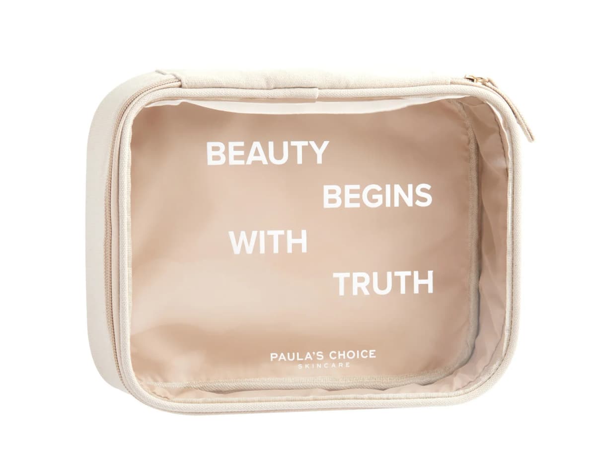 Clear PVC Cosmetic Bag with Canvas Trim 1